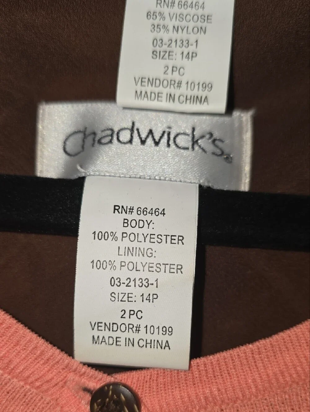 Chadwick's Coral and Brown Knit Two-Piece‎